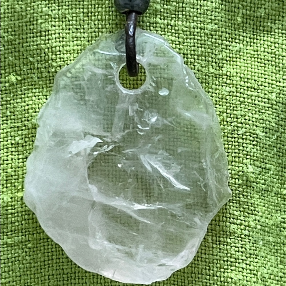 Pale Pink Rose quartz Pendant leather necklace Bohemian Earthy Zen Minimalist